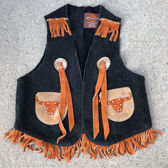 💙John R. Craighood Boys Suede Leather fringe Vest - Picture 1 of 10